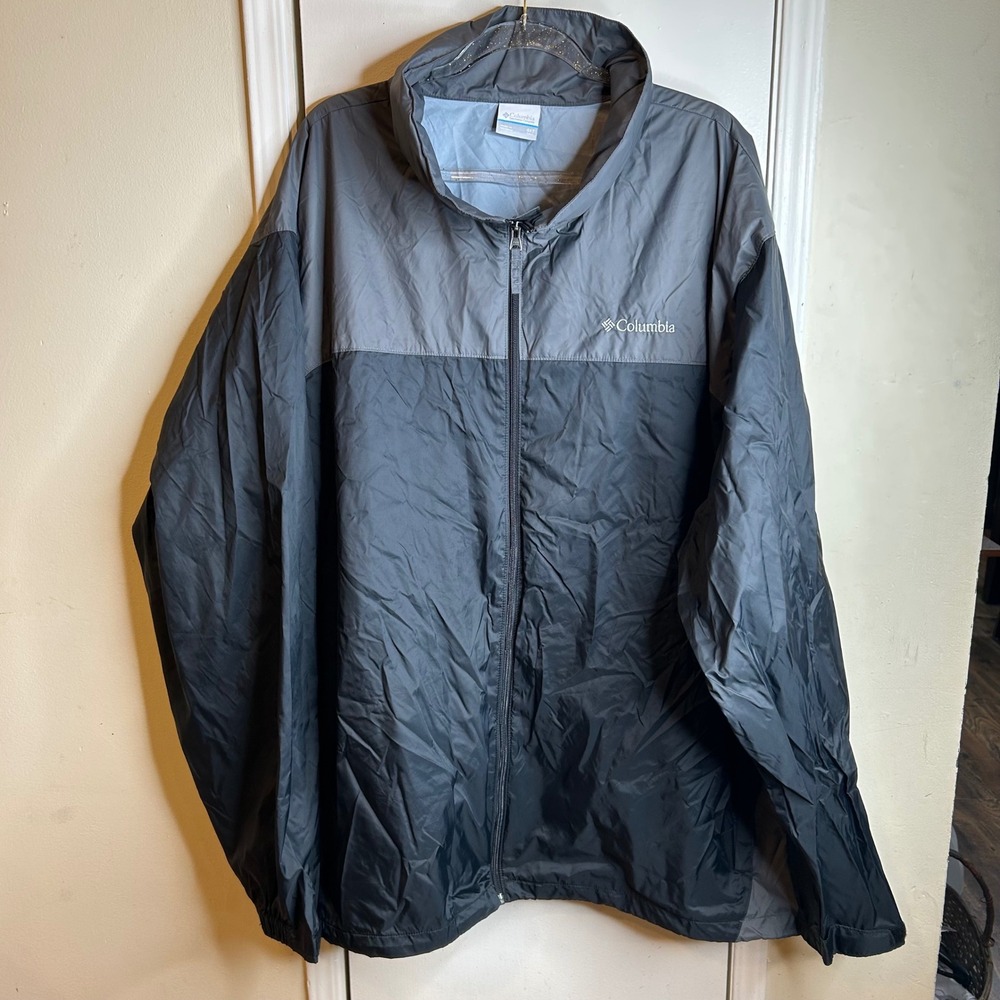 Columbia Mens Windbreaker Jacket Gray Full Zip Mesh Lined 4XT Tall Outdoors READ
